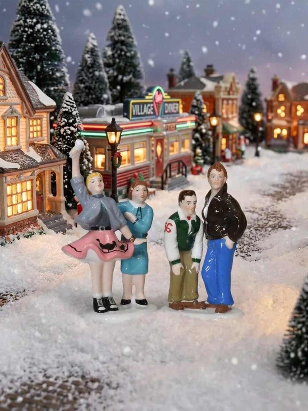 Snow Village START YOUR ENGINES Department 56 2 Piece Accessory